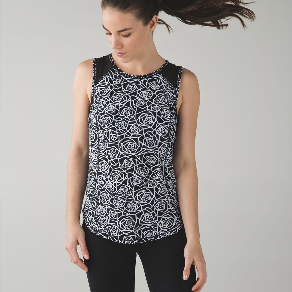 lululemon athletica Black and White Floral Tank Top